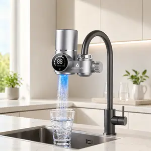 23-Piece Set | Household Kitchen Sink Water Filter Pitcher | Dual-Head Switching + Temperature Display | Filters Lead/Chlorine/Heavy Metals | 264 Gallons High Flow Rate | Self-Installable Cartridge