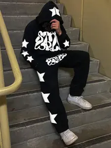 Trendy Star Theme Hoodie & Pants Set, Comfortable with Stars and Fashion Text, Perfect for Streetwear Lovers