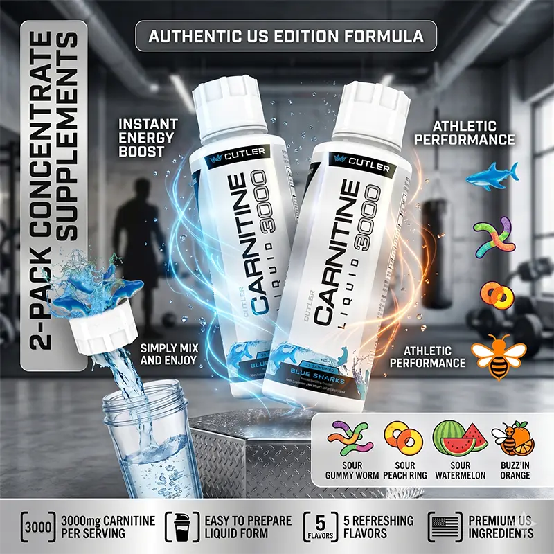 Cutler Nutrition 2 Pack Carnitine 3000 Liquid Supplement for Energy Sugar Support and Recovery health and fitness liquid