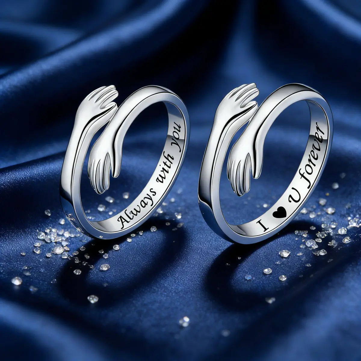 Hugging Hand Open Promise Ring, Hug Ring for Women & Girls, Ideal Gift for Mother's Day, Valentine's Day & Birthday Unique Rings Personalized Jewelry Gift