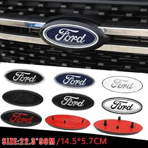 1Pcs Aluminum alloy+ABS 14.5/22.3cm Car Styling Front Hood Grille Emblem Badge Logo Replacement Accessories For Ford Focus Mondeo MK2 MK4 F150 F250 F250 Edge Explorer Sticker For Cars