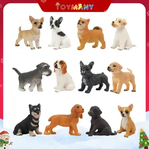 Toymany 12PCS Mini Dog Figurines Toy Set, Realistic Detailed Plastic Puppy Figures Playset, Hand Painted Dogs Animals Toy, Cake Toppers Easter Eggs Christmas Birthday Gift for Kids Toddlers