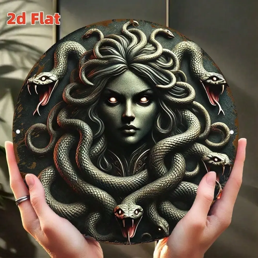 Medusa Shield Greek Mythology Wall Art - 7.8 Inch Round Metal Wall ...