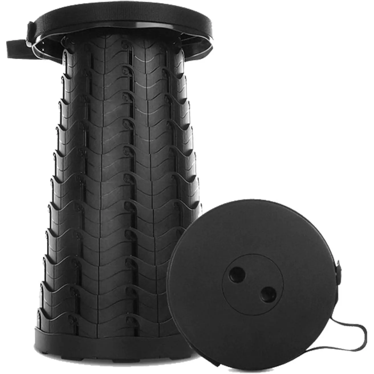 Upgraded Collapsible Stool - 200lbs Max Weight, Lightweight, Sturdy, Portable, Retractable, Telescoping, Adjustable Seat Height, Outdoor Camping Equipment, Ideal for Fishing, Travel, BBQ, Holiday Gift, Value Pack
