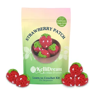 Learn to Crochet Kit Strawberry Patch (Includes Green Magic Circle Tool & Keychain Add Ons)