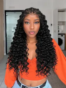 13x4 Lace Front Fashion Knotless Braided Wig, Synthetic Wavy Wig, Wave Hair Headband Wig, Customizable Style, Daily Work Preferred Choice