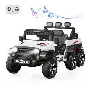 White 24V Power Wheels for Kids with Remote Control, Ride on Car with 6 Wheels, 4WD Switchable Electric Car for Kids, Kids Electric Vehicles Battery Powered Toy Car, Bluetooth, 3 Speeds