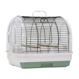 Travel Bird Cage Carrier, Portable Travel Box with 2 Food Bowls, 2 Perches and Tray, 42x32x37Cm Metal Large Parakeet Cages for Small Animals Pigeons Budgie Canary Finch