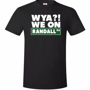 Men's Wya Randall 1st Collection Black Round Neck Cotton Fabric Casual Graphic Streetwear T-Shirt, Menswear Essential