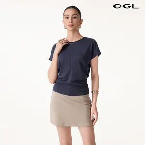 OGL Linen-Blend Round Neck Relaxed Summer Top summervibes, Womenswear, Tshirt，summerwins summerwins