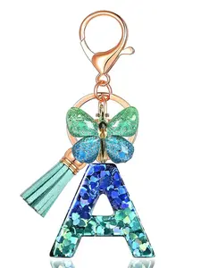 Cute Butterfly & Letter Design, Fashionable Resin Pendant with Ring, Bag Backpack and Car Hanging Charm, Perfect Daily Use Gift for Women, Cute Charms Keychain, Stylish Keychain, Keychain For Bags