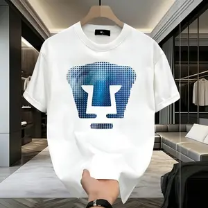 100% Cotton High Quality Men'S T-shirt - LIGA MX - PUMAS UNAM Football Club Text and Badge summervibes