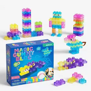 Soft Gel Blocks Toy Set, Non-Toxic Sensory Play, Safe & Stretchable, Early Learning Stem Building, Bath Toy, Birthday Gift for Kids
