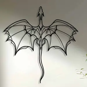 Dragon Design Wall Art, Metal Wall Decor, Modern Home Decor, Geometric Line Design Wall Hanging Decor, Wall Art for Living Room, Bedroom, Garden, Balcony, Poster