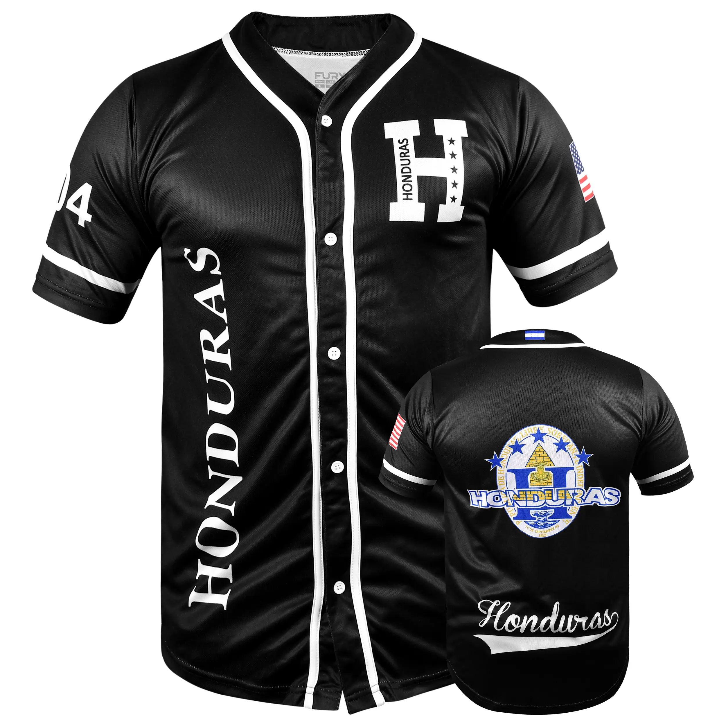 Fox & Fury Honduras Baseball Jersey Shirt Black  Men Woman Comfortable Breathable Quick Dry shirtslatinas fit unisex
