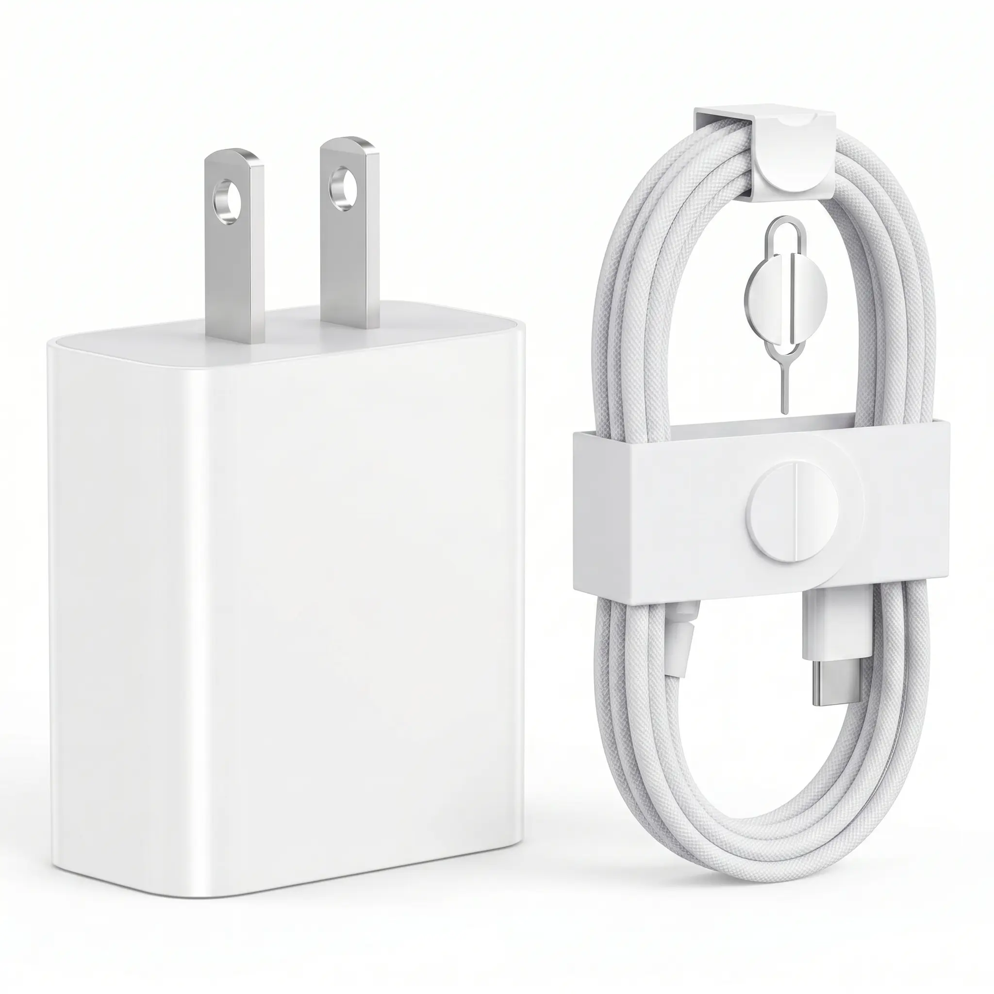 20W USB C Fast Charger, 3.3ft Woven Charge Cable with Sim Card Tray Eject Pin, Fast Charging Power Adapter for iPhone 17/16/15 Series