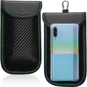 Faraday Bags for Phones and Car Key, Carbon Fiber Surface Signal Blocking Pouch, Cell Phone Signal Jammer, Car Key/WiFi/RFID/GPS Signal Blocker
