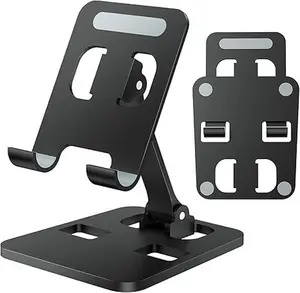 Phone Stand for Desk, Dual Folding Cell Phone Holder, Fully Adjustable Portable Mobile Phone Holder for iPhone 17 16 15 14 13 12 11 Pro Max Plus Air, Galaxy S25 S24, All Phones