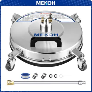 14" Pressure Washer Surface Cleaner 4500PSI, 4 Wheels Stainless Steel Power Washer Attachment for Driveway Sidewalk Patio Concrete, 1/4'' Quick-Connect, 1 Extension Wand & 2 Replacement Nozzles,nova  Cleaning Tool