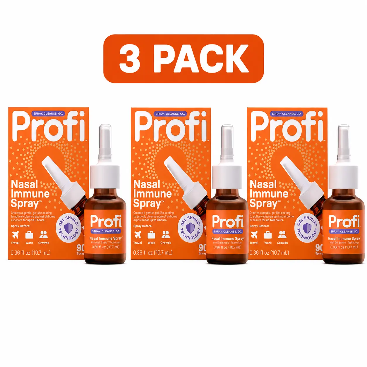 Profi Everyday Nasal Spray, 3 Pack - Harvard-Formulated, Drug-Free Protection that Blocks Airborne Germs for Up to 8 Hours, Ideal for Travel & Work, Nose Spray