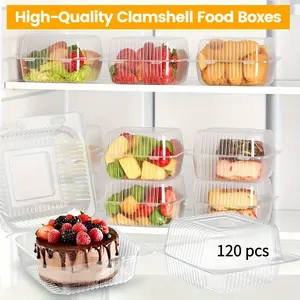 120pc transparent plastic square cake box with lid, household cake box, suitable for weddings, parties, Mother's Day, family gatherings, churches, kitchens, restaurants, picnics, cakes and pastries.