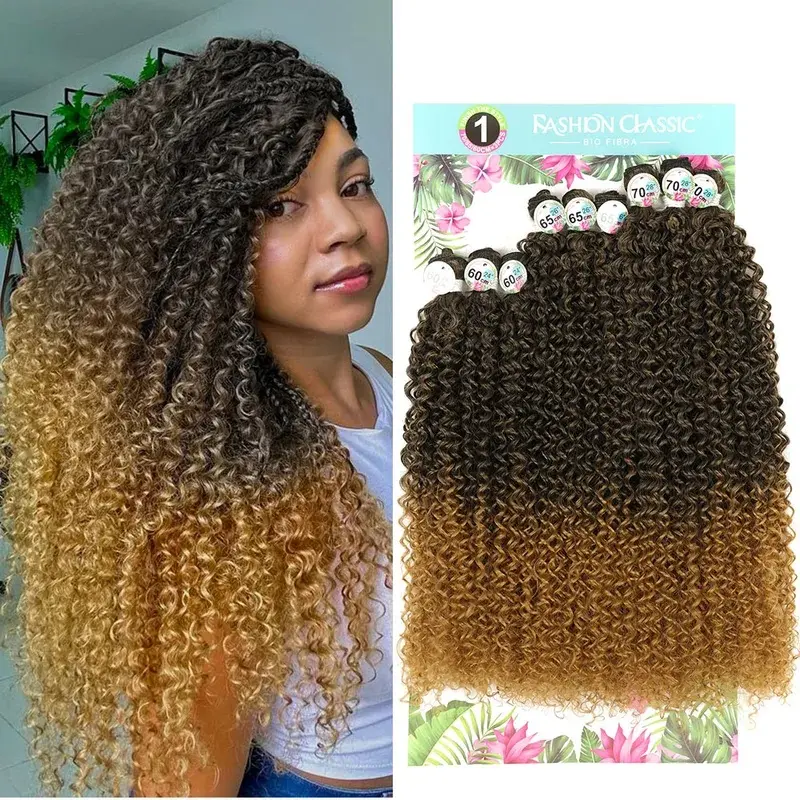 Synthetic Kinky Curly Hair Bundles Long Jerry Curly Hair Weave Lindona Hair Extensions Organic Ice Silk High Quality Weaving