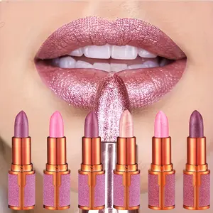 COSASTYA 6-Piece Metallic Lipstick & Lipliner Multi-Pack - Copper-Shade Makeup Set with Long-Lasting Shine, Smooth Texture for Sculpted Lips