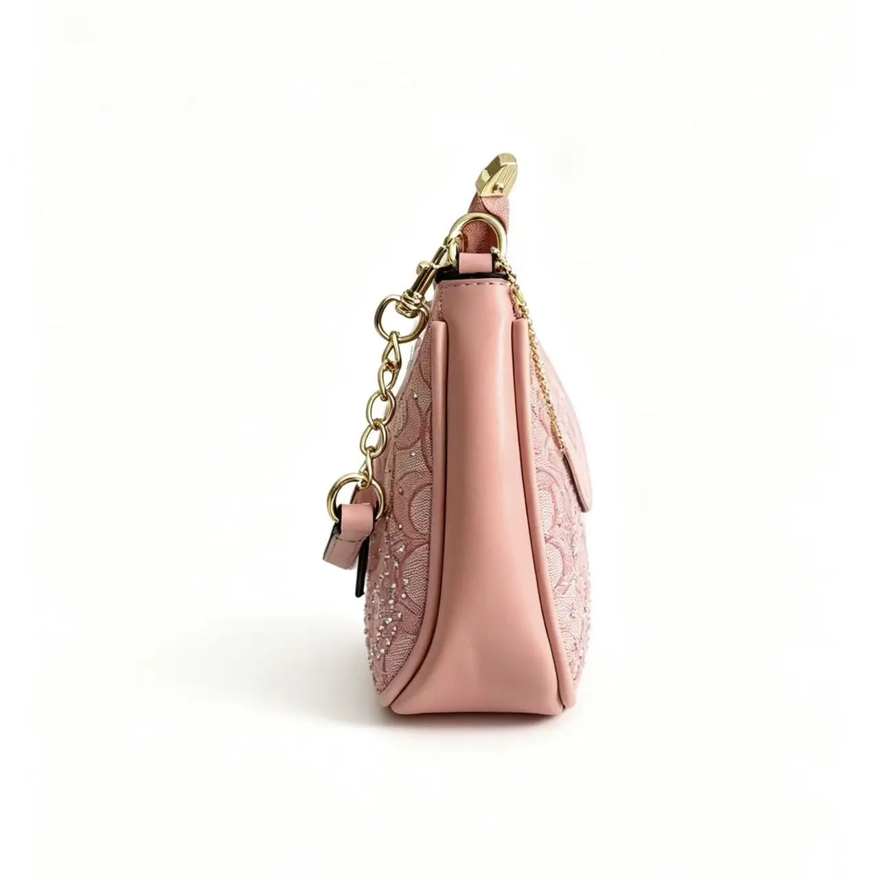 Teri Shoulder Bag In Signature Canvas,Teri Mini Bag Glitter,Cross Body Mini Purse,Soft Chain Purses Shoulder Bag