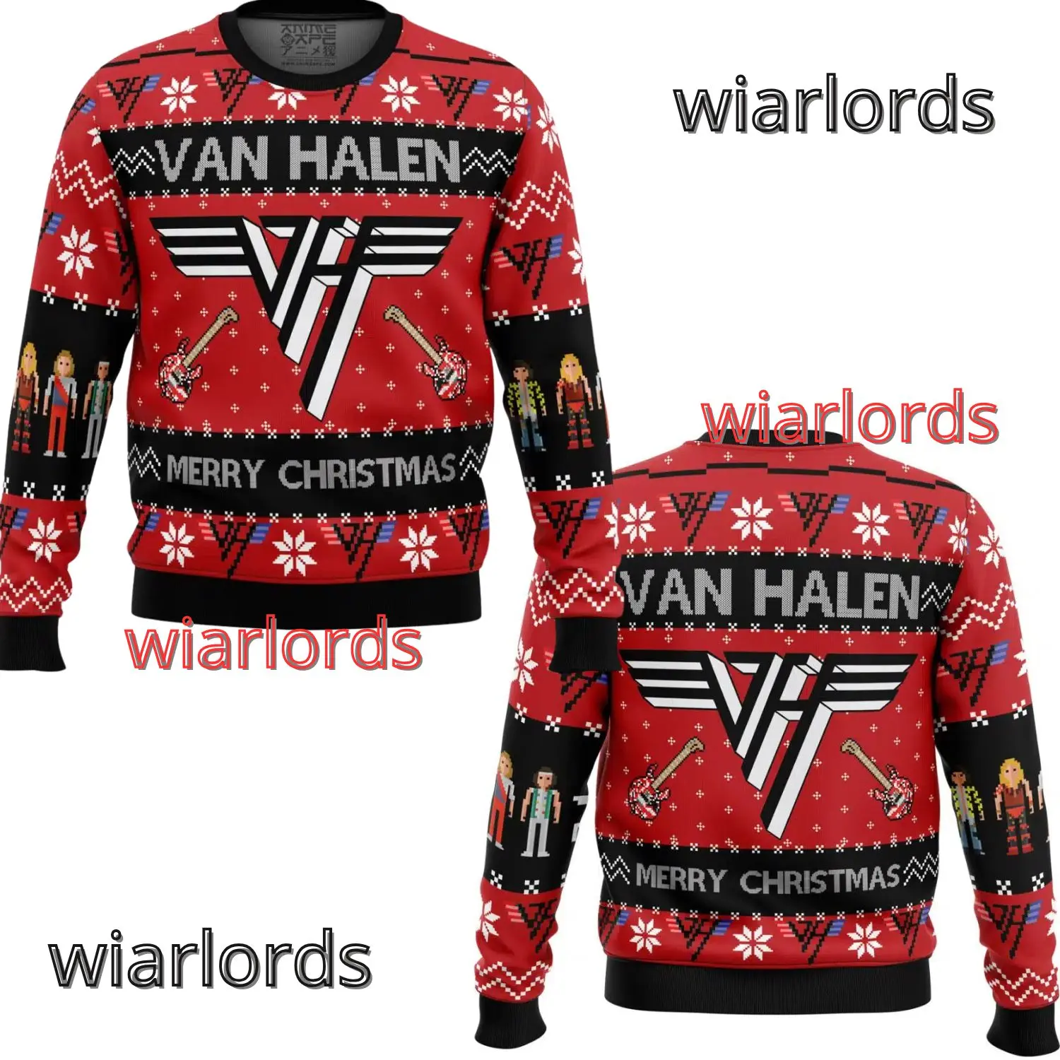 80s Rock Band Christmas Ugly Sweater, Rock Lover Christmas Knitted Ugly Sweater Hoodie