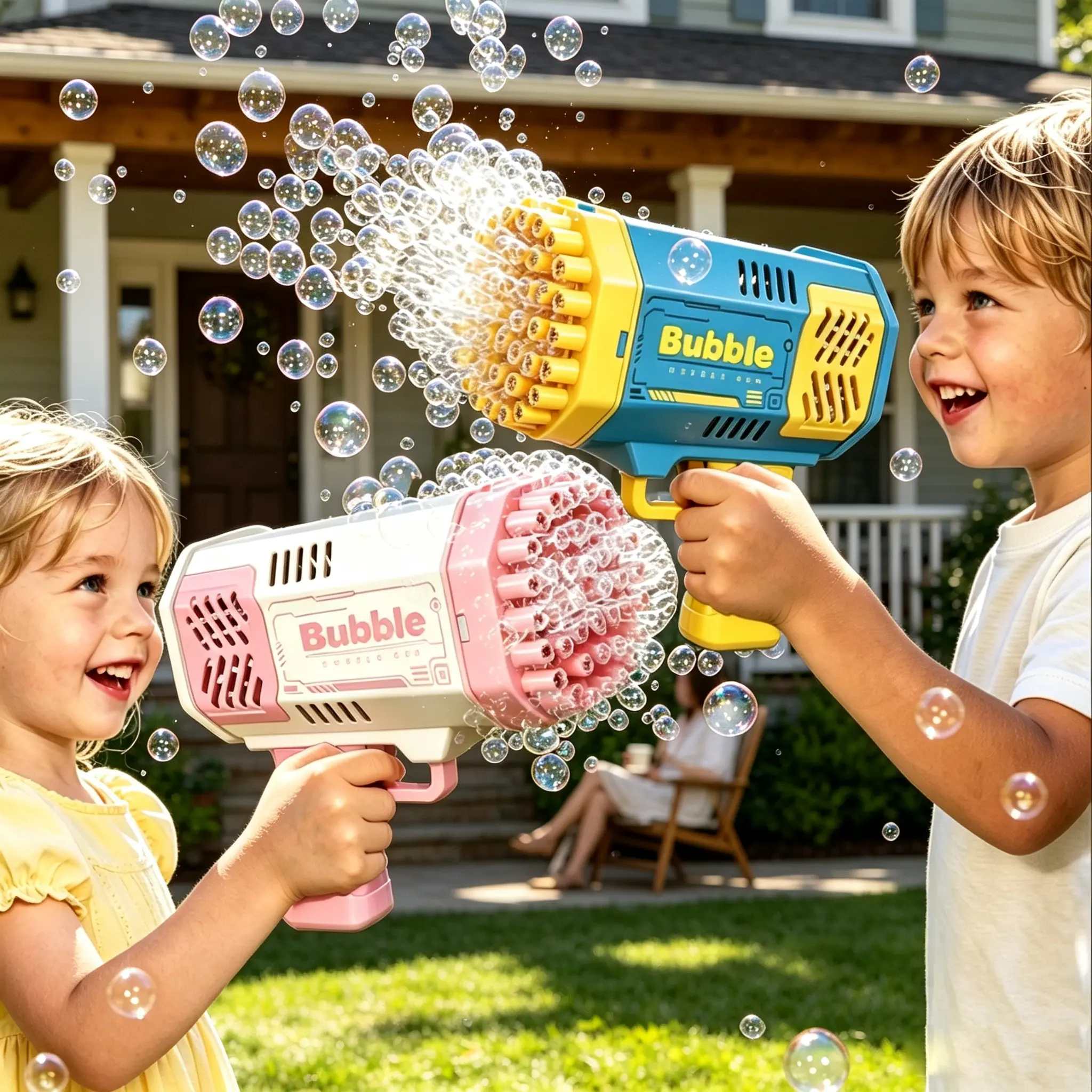 Bubble Machine for Kids, Automatic Bubble Maker with LED Lights, High Output Bubble Toy for Boys & Girls, Leak-Resistant Outdoor Toy for Backyard, Birthday Party & Summer Gifts