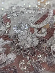 All Over Flower Lace Fabric with Sequins