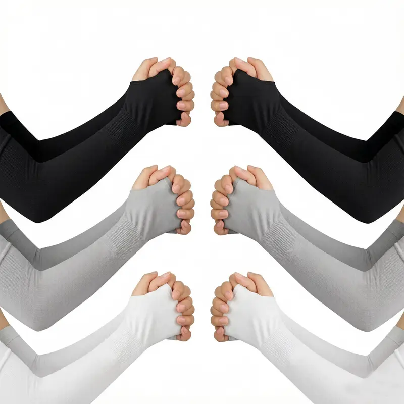 3/6 Pairs UV Protection Cooling Arm Sleeves Compression Sun Sleeves for Men Women - Black+White+Gray