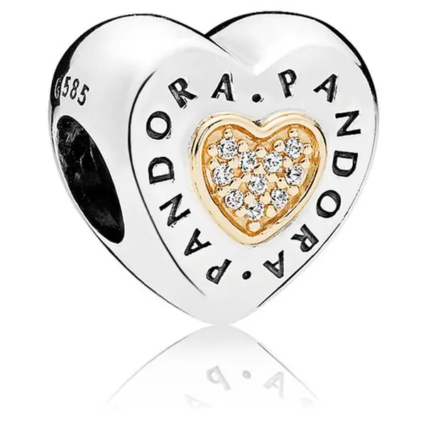 PANDORA Signature Heart Charm - 796233CZ, Gemstones, Charms & Pendants, Signature Series