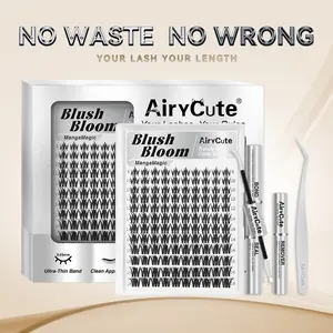BlushBloom | AiryCute MangaMagic Collection | Ultra-Dense, Waterproof, Long-Lasting Lashes | FairyBloom | Fashion Wet Look | fairy bloom Beginner-Friendly DIY Lashes for a Flawless, Voluminous Look | Trendy & Must-Have Clusters