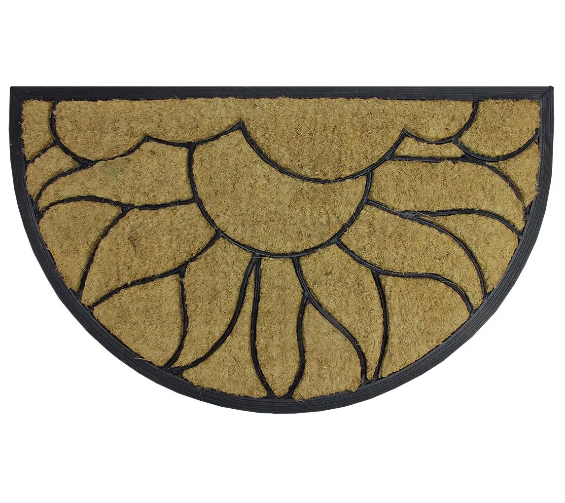 Northlight Brown & Black Sunflower Half Round Doormat 29 x 17