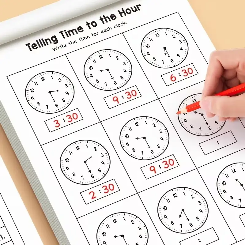 32-Page Children Learning Time Management Workbook, Learning Materials, Time Telling, Home Schooling Kindergarten Activities, Reading & Math Worksheets, Classroom, Back-To-School & Homeschool Supplies, Student Essentials