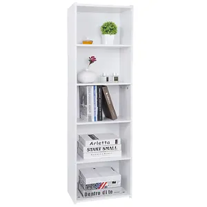 Segawe Modern Aesthetic 5-Tier Narrow Indoor Bookshelf - Home Furniture, Home Storage Organizer, House Decor Room Accessories Shelves (15.8"x9.5"x52")