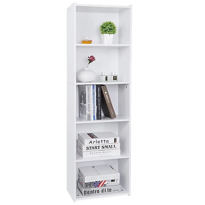 Segawe Modern Aesthetic 5-Tier Narrow Bookshelf Book Rack - Anti-Tipping Indoor Storage Organization Furniture, Shelves for Bedroom, Living Room Aesthetic Home Decor (15.8"x9.5"x52")