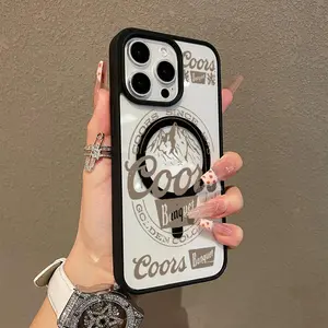 Vintage COORS Letter Pattern Premium Phone Cases for iPhone 16 15 14 Pro Max 13 12 11 Plus Smartphone Shockproof Protection Acrylic Cover Cellphone Protective case Aesthetic Resistance Casing
