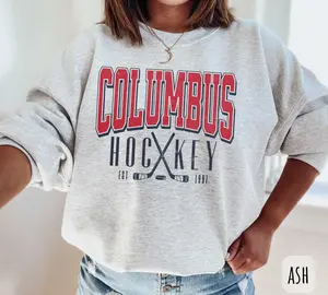 [Sale Up To 45%] Vintage Columbus Hockey Sweatshirt Columbus Ice Hockey Crewneck Ohio Sports Fan Retro Hockey Jacket Columbus Shirt