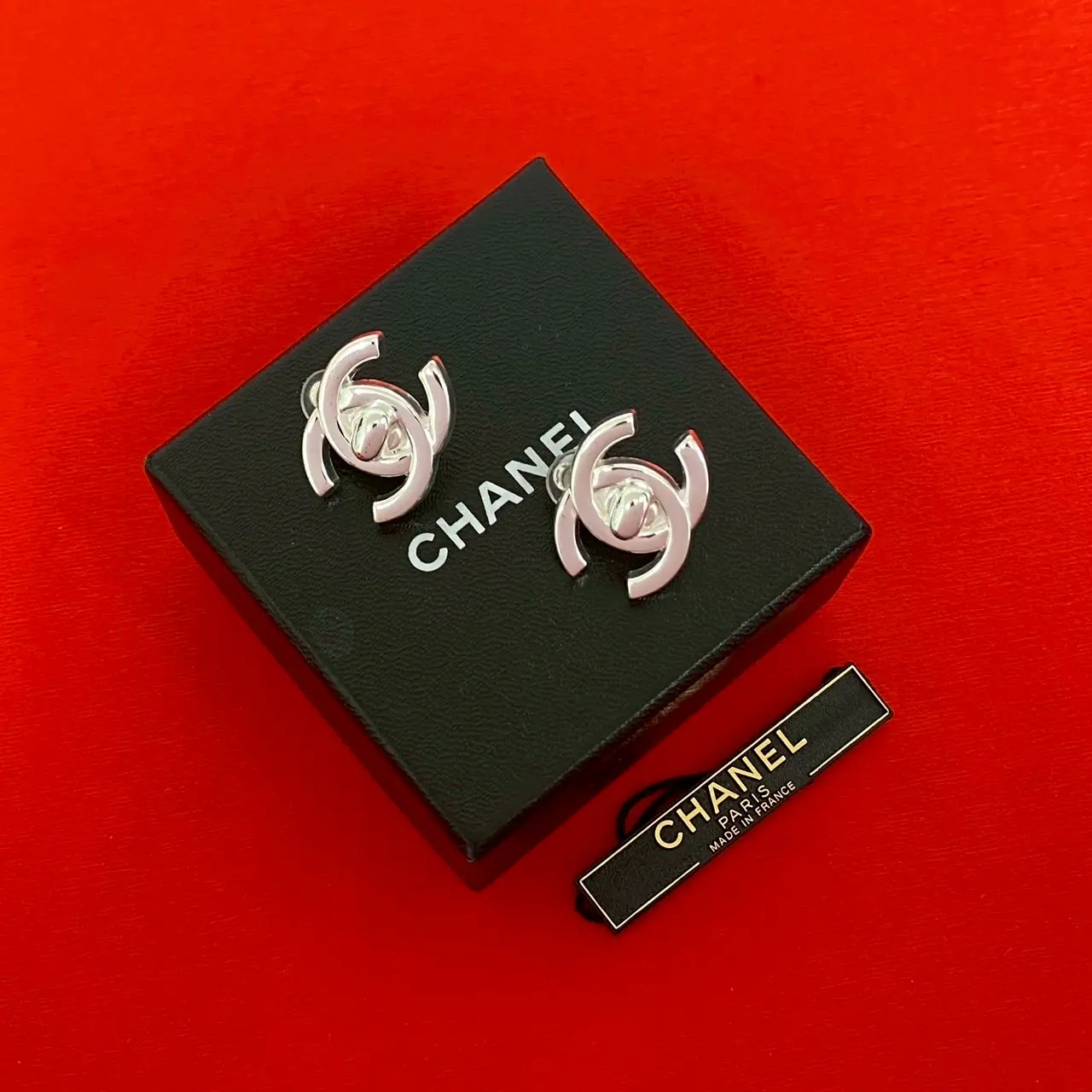 Pre-owned CHANEL Zinc Alloy Small Leather Goods Coco Mark Earrings