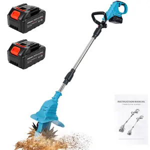 Kaitnax 18.5V Cordless Tiller Cultivator, 360RPM Electric Garden Tiller, with 2 * 4.0Ah Batteries & Charger, 9In Tilling Width and 6.6In Depth Garden Rototiller for Lawn/Gardening/Soil Cultivation Tool Handle