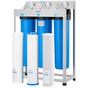 【FathersDayGift】 VEVOR  Whole House Water Filter System, 3-Stage |   Sediment, PHO, CTO |   4.5" x 20" Home Water Purifier Filter Reduce Chlorine, Bad Taste, Odor, Rust, Prevent Scale and Corrosion