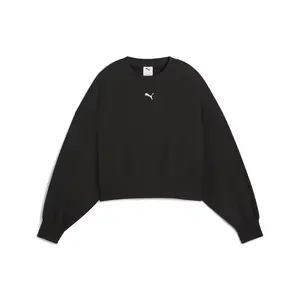 PUMA Womens Wardrobe Essentials Oversized Crew Neck Sweatshirt Casual - Black