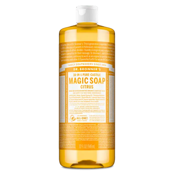 Dr. Bronner's Magic Soap - Citrus - Pure-Castile Liquid Soap - 32 oz – for face, body wash, hands