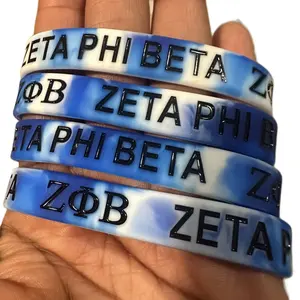 Blue and white Zeta Phi Beta wristband