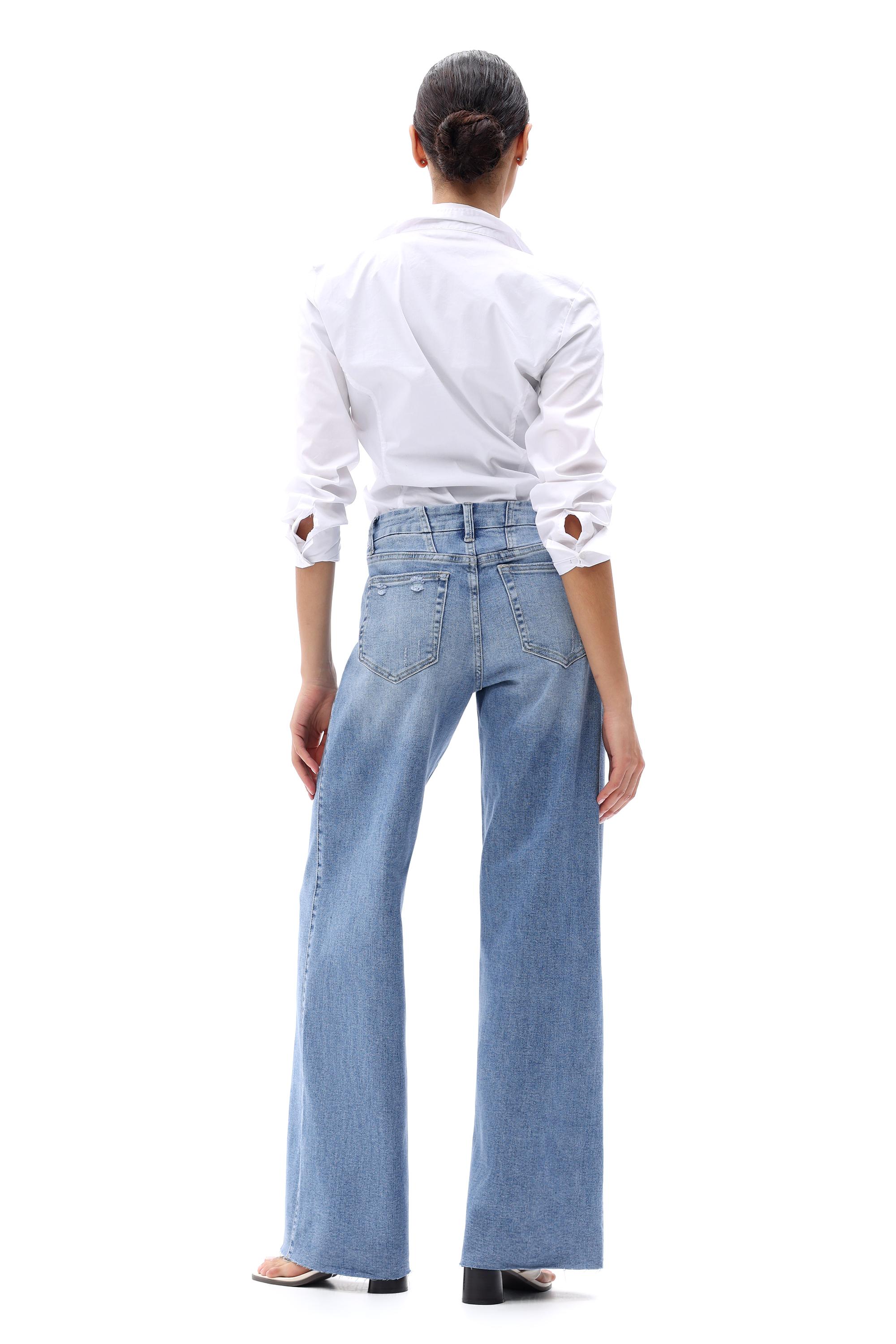 【3 Lengths】Freya ONESO Women's Tummy Control Raw Hem Baggy Denim Pants Mid Rise Wide Leg Denim Jeans  Retro Streetwear Style Comfortable Jeans Commuter Style Baggy High Stretchy Soft Breathable Spring& Summer #SummerVibes