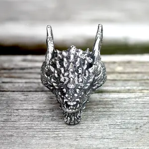 GTHIC Domineering Dragon Head Stainless Steel Ring for Men Women Fashion Accessory Daily Wear