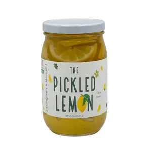 Evergreen and Market Pickled Lemons, 17oz Glass Jar, Tangy Citrusy Healthy Pantry Preserve Food, for Pasta, Sparkling Waters & Iced Teas Pairings, 24-Month Shelf Life
