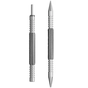 2PCS Dual Head Nail Setter and Hinge Pin Punch Set, 3/32" & 1/16" Hammerless Spring Loaded Nail Punch Tool Spring Nail Set 5000 PSI Striking Force Hinge Pin Removal Tool for Metal or Wood